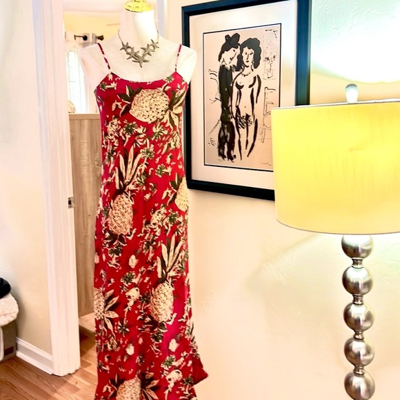 VTG,Avanti, Hawaii Dress Women's Hibiscus Print 100% Silk Hawaiian,Size Small - Picture 1 of 8